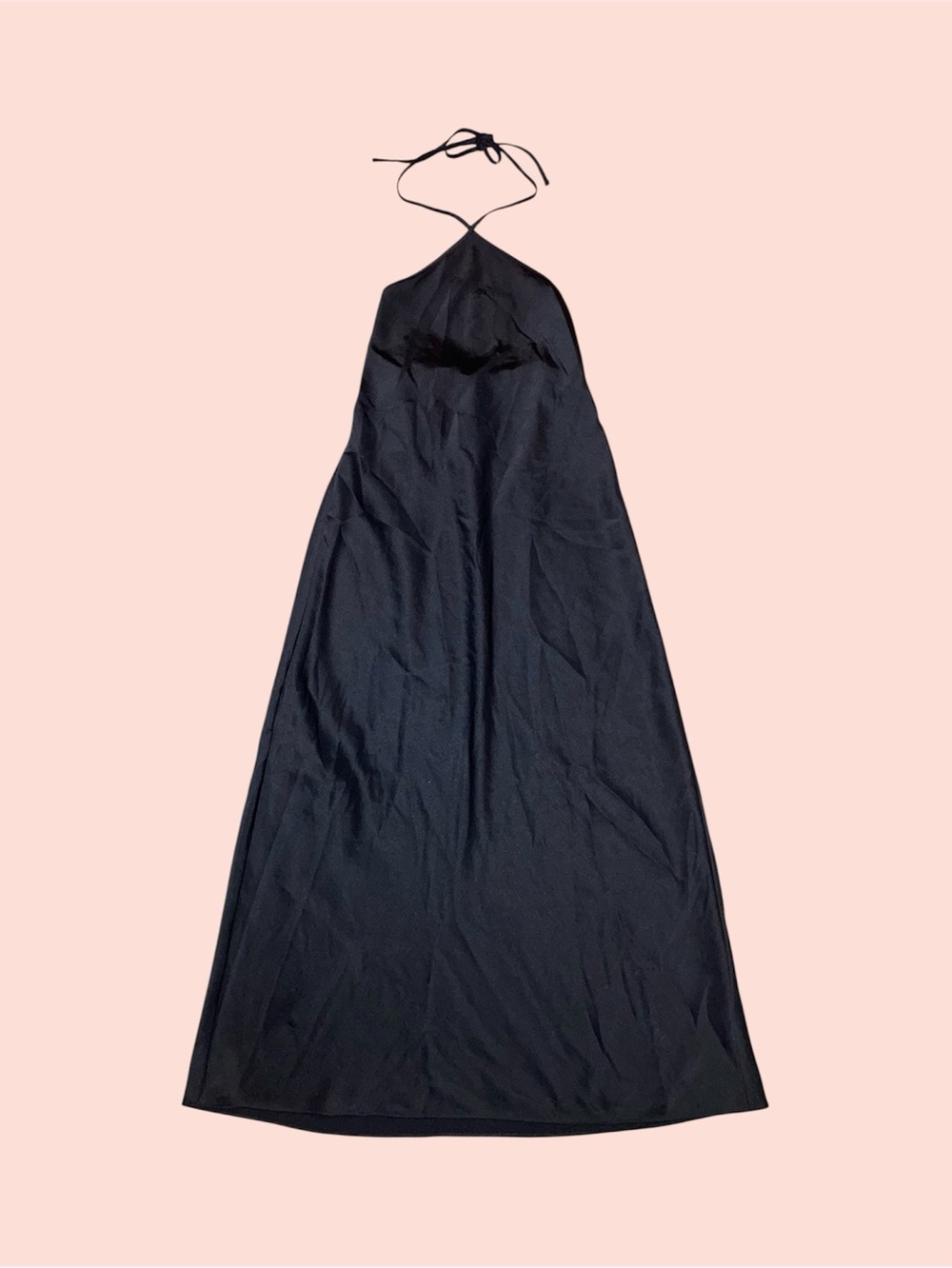Black Satin Halter Mini Dress
